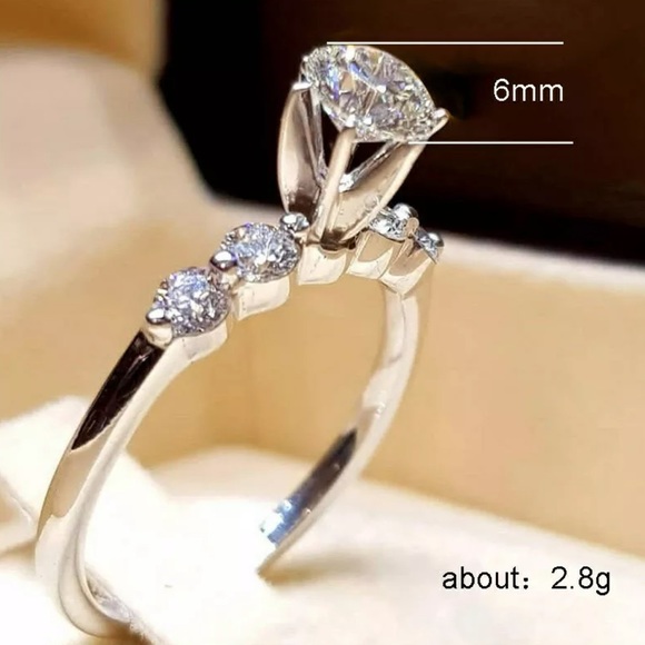 New Silver Diamond Engagement Ring - Picture 2 of 2